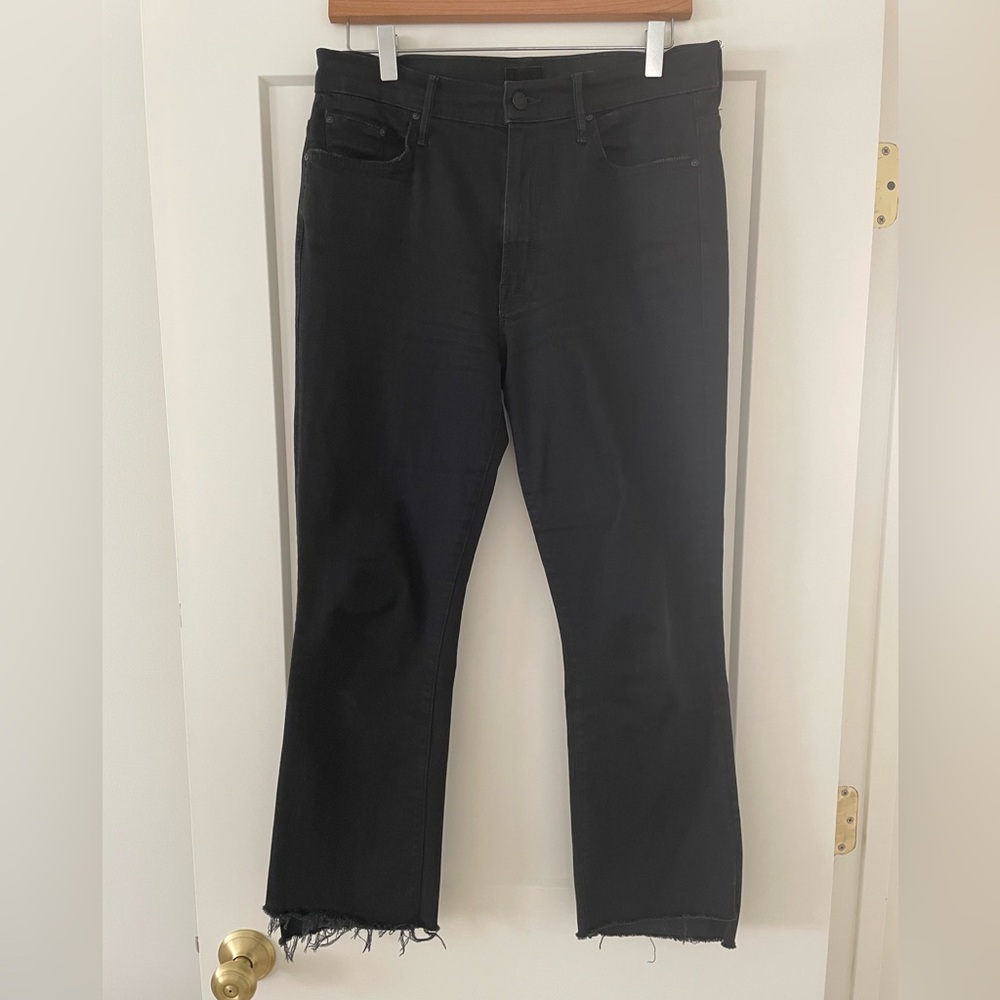 MOTHER Black Cropped Ankle Jeans